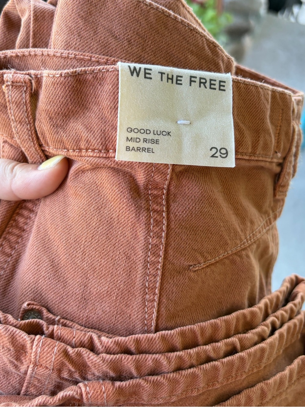 We the free free people good luck barrel mid rise denim jeans orange rust NWT - Picture 4 of 4